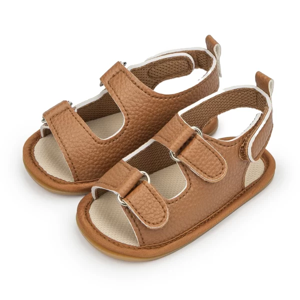 KIDSUN 2021 Newborn Baby Sandals Shoes Infant Girl Boy Summer Outdoor Rubber Learther Anti-slip Flat Soft Toddler First Walkers - Image 8