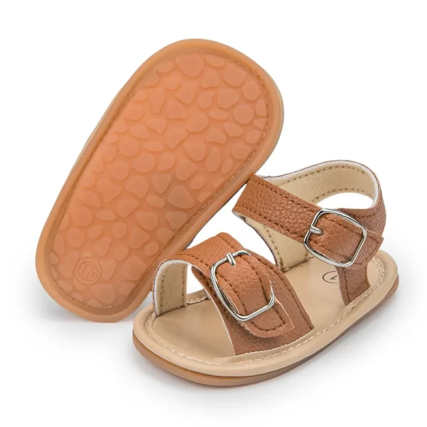 KIDSUN 2021 Newborn Baby Sandals Shoes Infant Girl Boy Summer Outdoor Rubber Learther Anti-slip Flat Soft Toddler First Walkers - Image 2