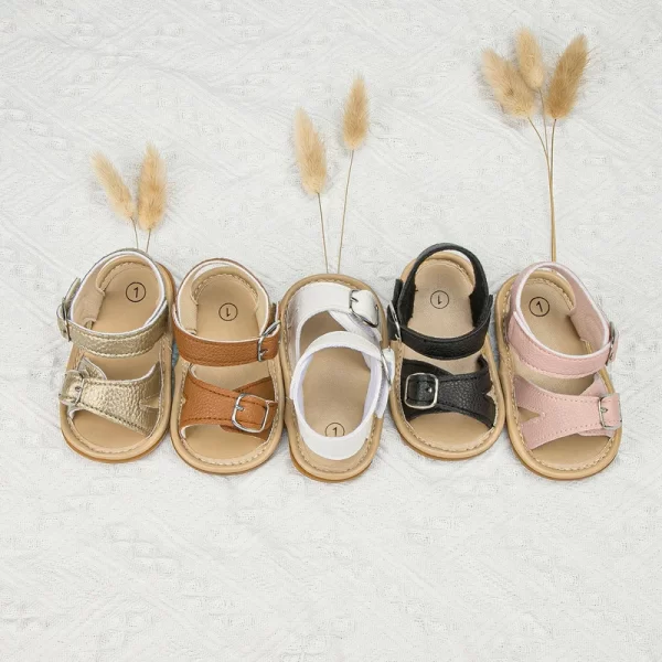 KIDSUN 2021 Newborn Baby Sandals Shoes Infant Girl Boy Summer Outdoor Rubber Learther Anti-slip Flat Soft Toddler First Walkers - Image 6