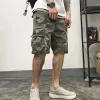 Camouflage Workwear Shorts Men Straight Cylinder Trend Motion Middle Pants Loose Casual Large Pocket Comfortable All-match Pants - Image 3