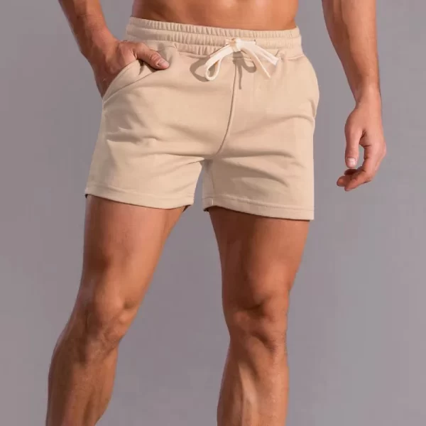 Fitness sports shorts for men summer American Cotton  gray running training leisure stretch squat three-quarter pants for men - Image 3