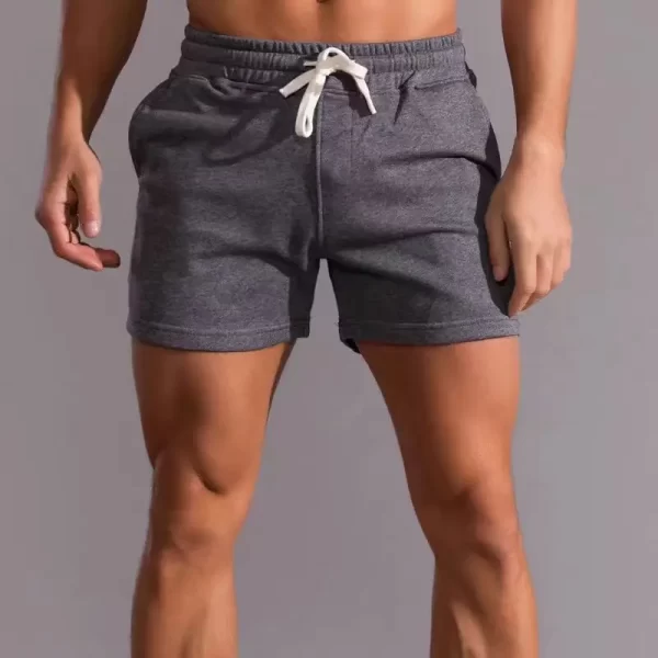Fitness sports shorts for men summer American Cotton  gray running training leisure stretch squat three-quarter pants for men - Image 2