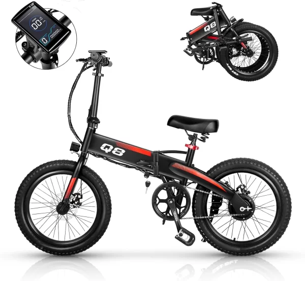 Folding Ebike,Electric Bicycle with Removable Battery, 20MPH Commuting Electric Bike, High Brushless Gear Motor - Image 7