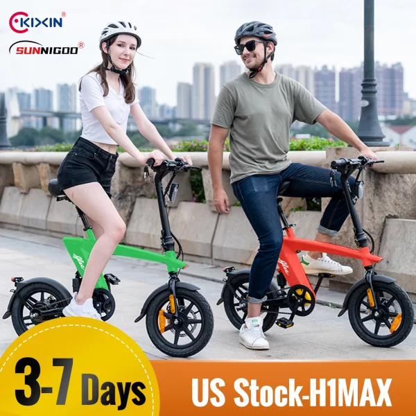 KIXIN SUNNIGOO Electric Fat Tire Bike 20MPH For Adults 40Miles Pedal-Assist 360Wh IPX6 Removable Battery 14" Folding Ebike