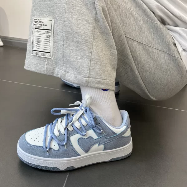 Summer  Sneakers Girly Heart Fashion Blue Casuals Sneakers New Couple Trend Lace-up White Shoes Sneakers Women Shoes - Image 4