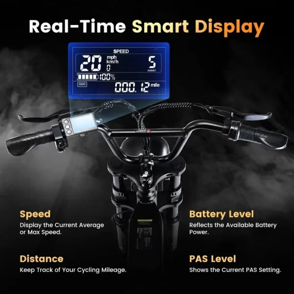 Electric Bike for Adults 750W Motor, 20" Fat Tire Commuting Off Road Mountain Ebike with Hydraulic Suspension - Image 6