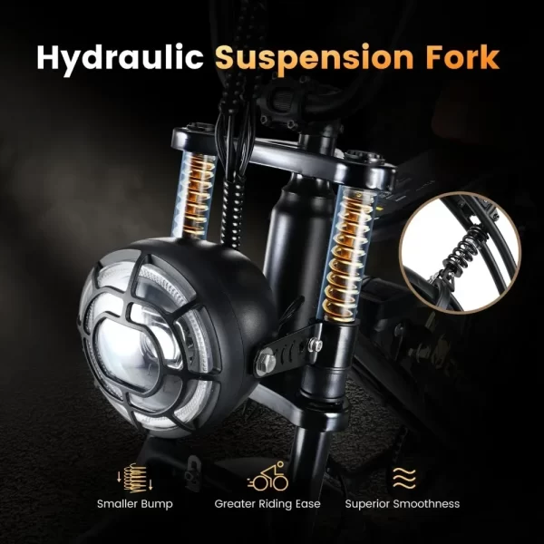 Electric Bike for Adults 750W Motor, 20" Fat Tire Commuting Off Road Mountain Ebike with Hydraulic Suspension - Image 3
