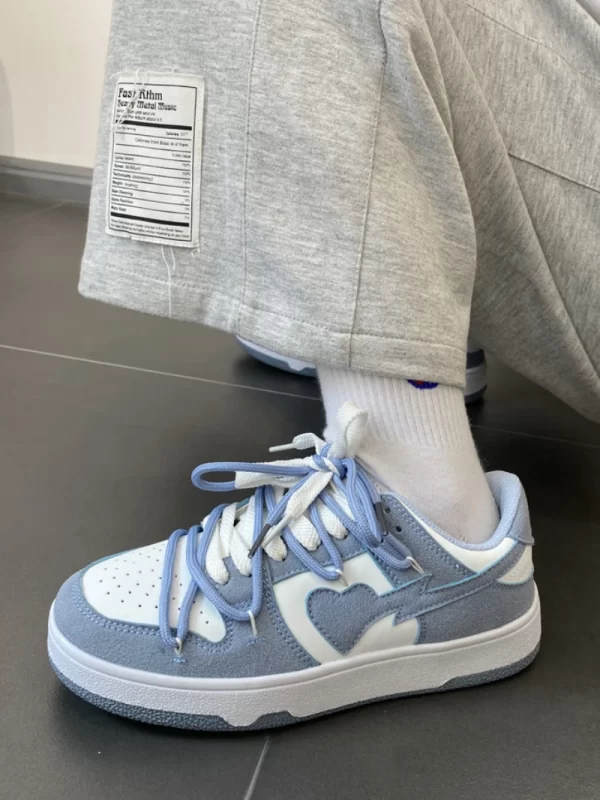 Summer  Sneakers Girly Heart Fashion Blue Casuals Sneakers New Couple Trend Lace-up White Shoes Sneakers Women Shoes - Image 6