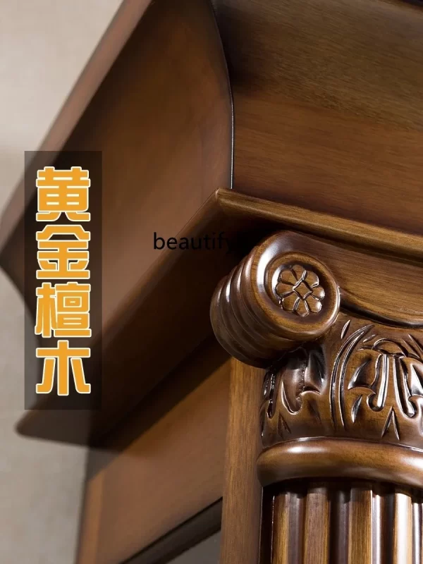 German Hermle Movement European the Grandfather Clock Mechanical Living Room Clock Solid Wood Carved Classical Copper Bell - Image 3