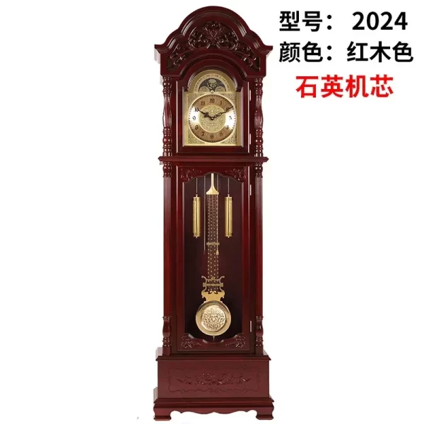 Solid Wood Classical Standing Grandfather Clock Chinese Floor European Style Living Room Time Reporting Mechanical Clock - Image 8