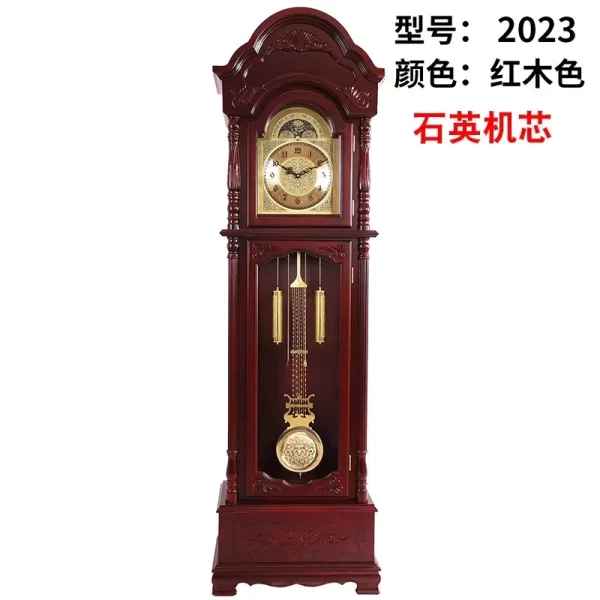 Solid Wood Classical Standing Grandfather Clock Chinese Floor European Style Living Room Time Reporting Mechanical Clock - Image 9