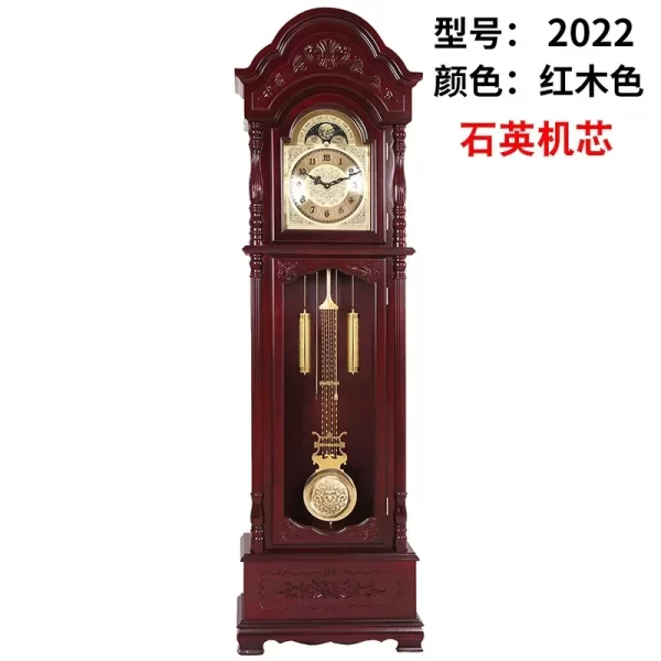 Solid Wood Classical Standing Grandfather Clock Chinese Floor European Style Living Room Time Reporting Mechanical Clock - Image 17
