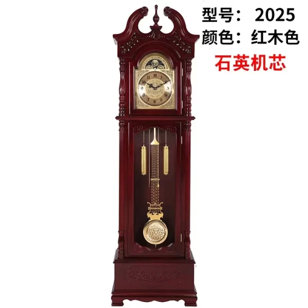 Solid Wood Classical Standing Grandfather Clock Chinese Floor European Style Living Room Time Reporting Mechanical Clock - Image 7