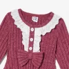 PatPat Family Matching Knit Long-sleeve Color-block/Solid Tops and Lace Hem Dresses Sets - Image 3
