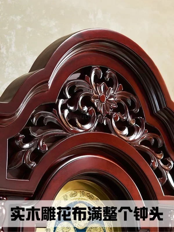 Solid Wood Classical Standing Grandfather Clock Chinese Floor European Style Living Room Time Reporting Mechanical Clock - Image 3