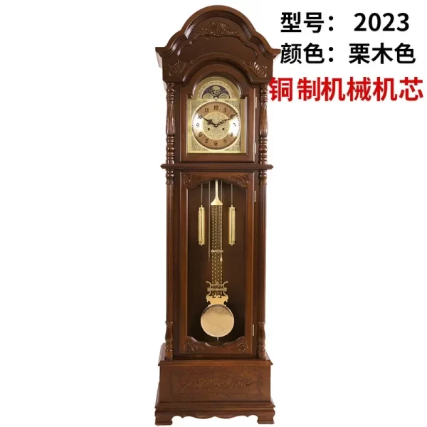 Solid Wood Classical Standing Grandfather Clock Chinese Floor European Style Living Room Time Reporting Mechanical Clock - Image 20