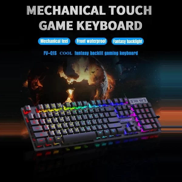 Mechanical Keyboard 104 Keys Wired Gaming Keyboard for Laptop Desktop Ergonomics RGB Backlit LED Keycaps PC Accessories