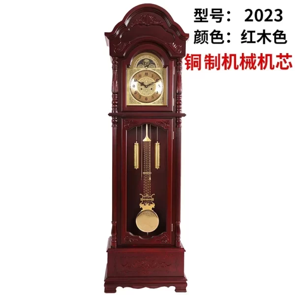 Solid Wood Classical Standing Grandfather Clock Chinese Floor European Style Living Room Time Reporting Mechanical Clock - Image 16