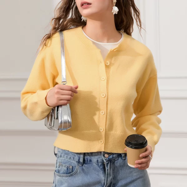 Retro Cropped Knit Cardigan - Image 7