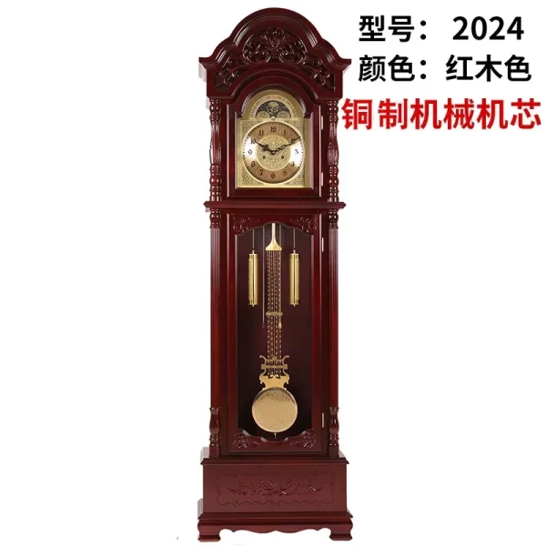 Solid Wood Classical Standing Grandfather Clock Chinese Floor European Style Living Room Time Reporting Mechanical Clock - Image 15