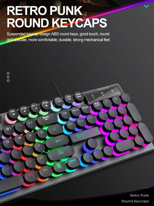 Shadow mechanical feeling, keyboard, desktop computer, laptop, esports game, illuminated wired keyboard - Image 2