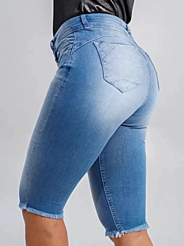 2024 new women's Denim shorts women's micro elastic tight Denim shorts high waist slimming out all-match casual - Image 3