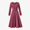 PatPat Family Matching Knit Long-sleeve Color-block/Solid Tops and Lace Hem Dresses Sets - Image 7