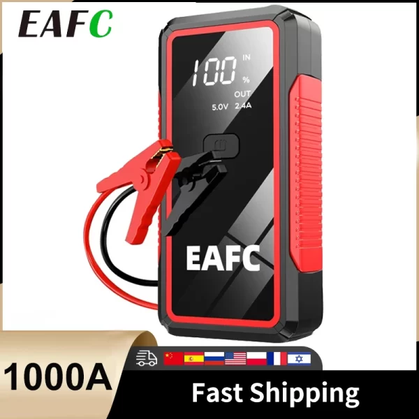 Car Jump Starter 1000A Battery Charger Emergency Power Bank Booster For 12V Diesel Gasoline Vehicle Articles For Cars