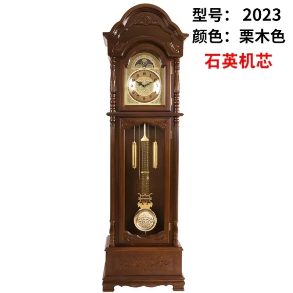 Solid Wood Classical Standing Grandfather Clock Chinese Floor European Style Living Room Time Reporting Mechanical Clock - Image 12