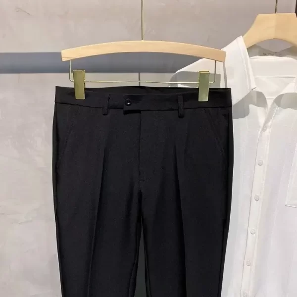 Spring Autumn Men's Business Draped Straight-leg Slim Fit Casual Nine-point Suit Pants Smooths Silhouette Simple Color Trendy - Image 6