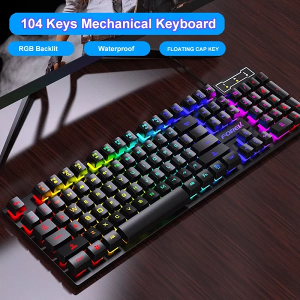 Mechanical Keyboard Wired Gaming Keyboard 104 Keys RGB Backlit Receiver for Laptop Desktop Ergonomics Keycap PC Accessories - Image 2