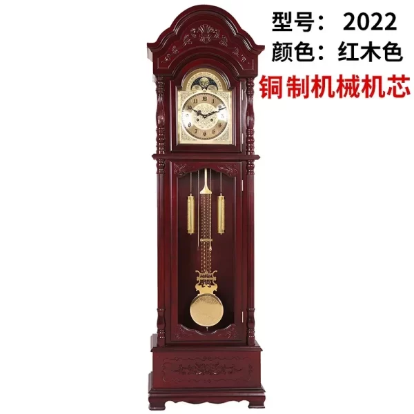 Solid Wood Classical Standing Grandfather Clock Chinese Floor European Style Living Room Time Reporting Mechanical Clock - Image 21