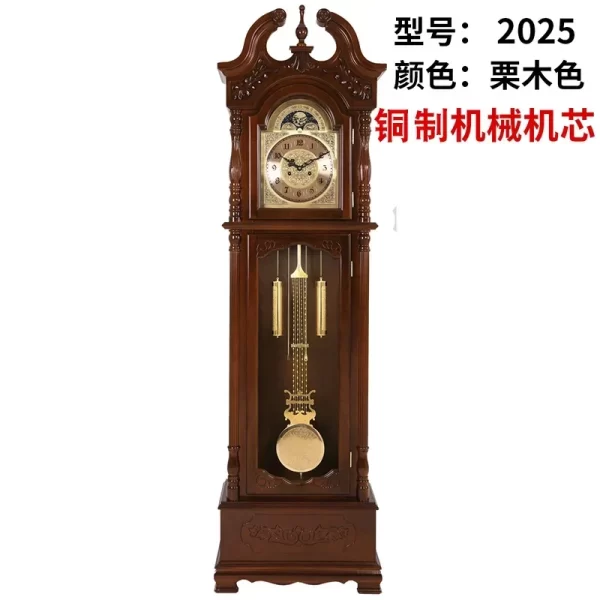 Solid Wood Classical Standing Grandfather Clock Chinese Floor European Style Living Room Time Reporting Mechanical Clock - Image 18