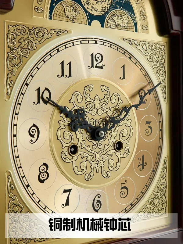 Solid Wood Classical Standing Grandfather Clock Chinese Floor European Style Living Room Time Reporting Mechanical Clock - Image 4