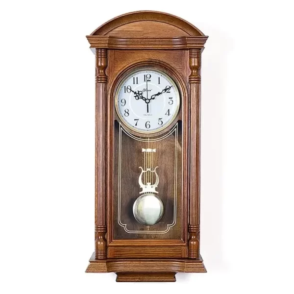 European Battery Operated Antique Grandfather Wall Mounted Wood Vintage Pendulum Wall Clock - Image 7