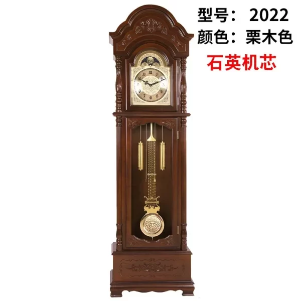 Solid Wood Classical Standing Grandfather Clock Chinese Floor European Style Living Room Time Reporting Mechanical Clock - Image 6