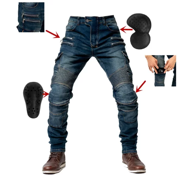 Motorcycle Riding Pants Men's Jeans with Protective Gear Four Seasons Men's and Women's Casual Moto & Biker Fall-resistant Pants - Image 3