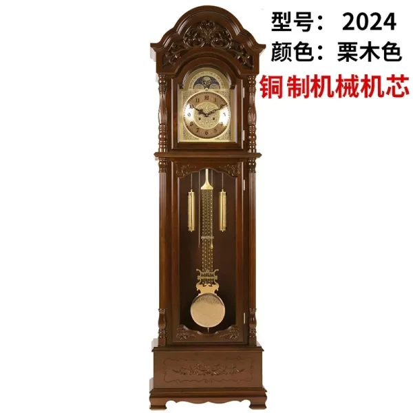 Solid Wood Classical Standing Grandfather Clock Chinese Floor European Style Living Room Time Reporting Mechanical Clock - Image 19