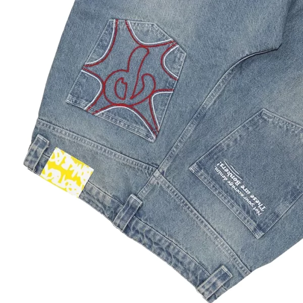 Embroidery Straight Wide-leg Jeans Men's and Women's Streetwear 2023 New Harajuku Letters Casual Simple Baggy Jeans Y2k Pants - Image 8