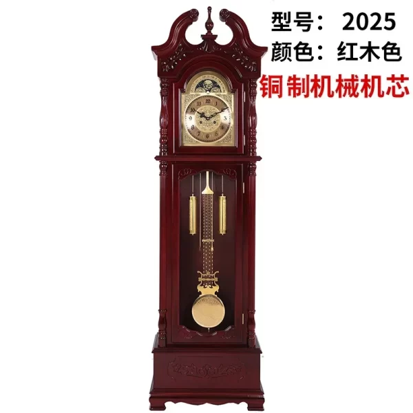 Solid Wood Classical Standing Grandfather Clock Chinese Floor European Style Living Room Time Reporting Mechanical Clock - Image 14