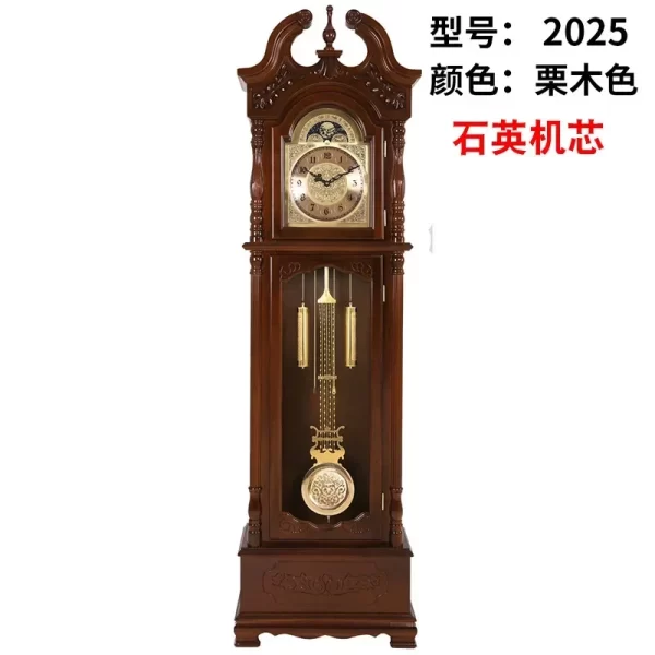 Solid Wood Classical Standing Grandfather Clock Chinese Floor European Style Living Room Time Reporting Mechanical Clock - Image 10