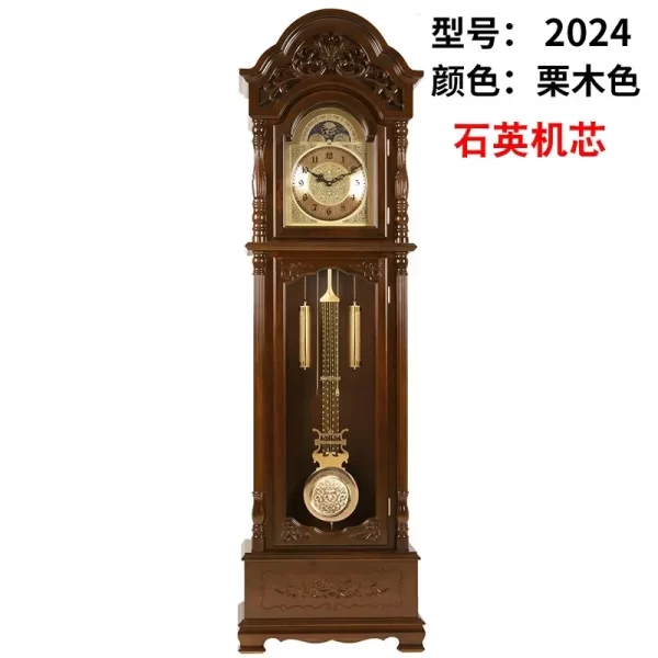 Solid Wood Classical Standing Grandfather Clock Chinese Floor European Style Living Room Time Reporting Mechanical Clock - Image 11