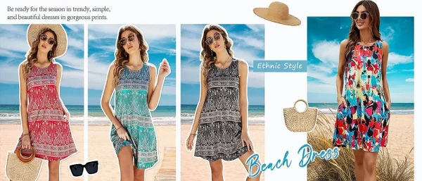 Summer Fresh Marine Animal Print Sleeveless Vest Dress Summer Elegant And Fashionable Seaside Beach Vacation Sleeveless Dress - Image 19