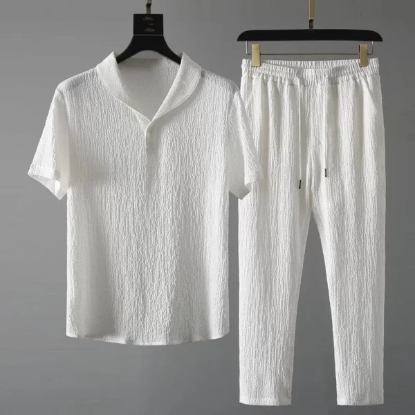 (Shirt+Trousers) 2024 Summer new arrival Men Fashion Classic Shirt men Business Casual Shirts Men A Set Of Clothes Size M-4XL - Image 8
