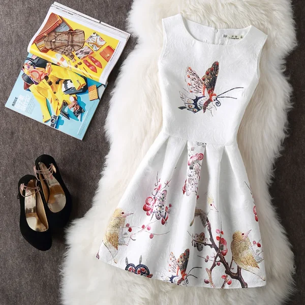 Printed Vintage Sexy Sleeveless Party Mini Dress 2021 Women Autumn Winter Bottoming Vest Mini Dress Elegant Office Ladies Dress - Image 4