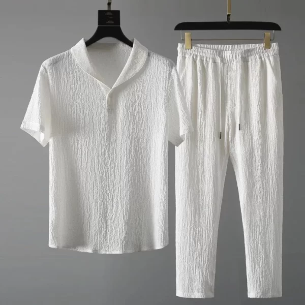 (Shirt+Trousers) 2024 Summer new arrival Men Fashion Classic Shirt men Business Casual Shirts Men A Set Of Clothes Size M-4XL - Image 11