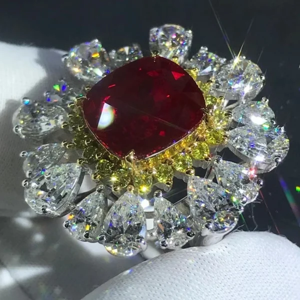 WUIHA Luxury Solid 9K White Gold 3EX 6CT VVS Ruby Gemstone Real Moissanite Diamond Wedding Engagement Ring Fine Jewelry With GRC - Image 18