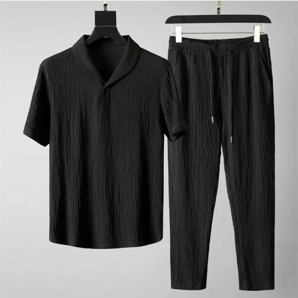 (Shirt+Trousers) 2024 Summer new arrival Men Fashion Classic Shirt men Business Casual Shirts Men A Set Of Clothes Size M-4XL - Image 7