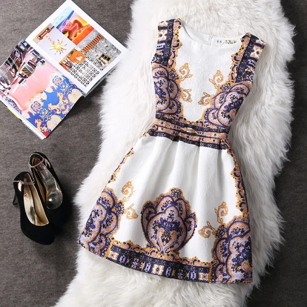 Printed Vintage Sexy Sleeveless Party Mini Dress 2021 Women Autumn Winter Bottoming Vest Mini Dress Elegant Office Ladies Dress - Image 5