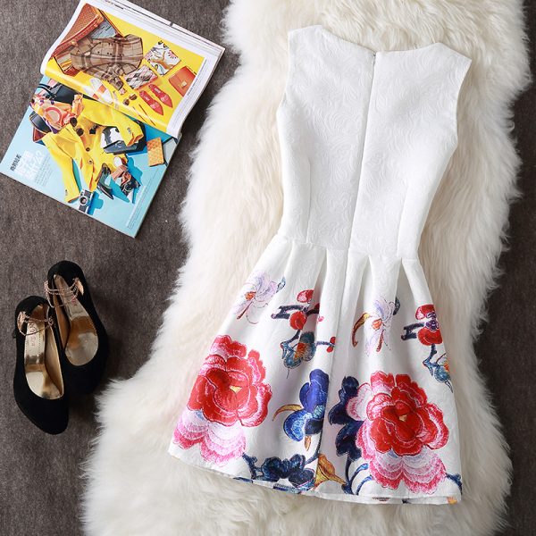 Printed Vintage Sexy Sleeveless Party Mini Dress 2021 Women Autumn Winter Bottoming Vest Mini Dress Elegant Office Ladies Dress - Image 8
